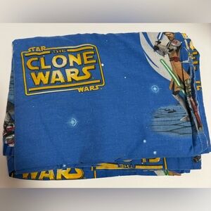 Star Wars Clone Wars Blue Twin Flat Sheet Yoda Anakin Troopers